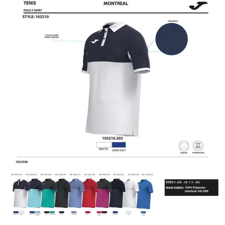 Montreal Short Sleeve T Shirt Polo  - Royal Blue