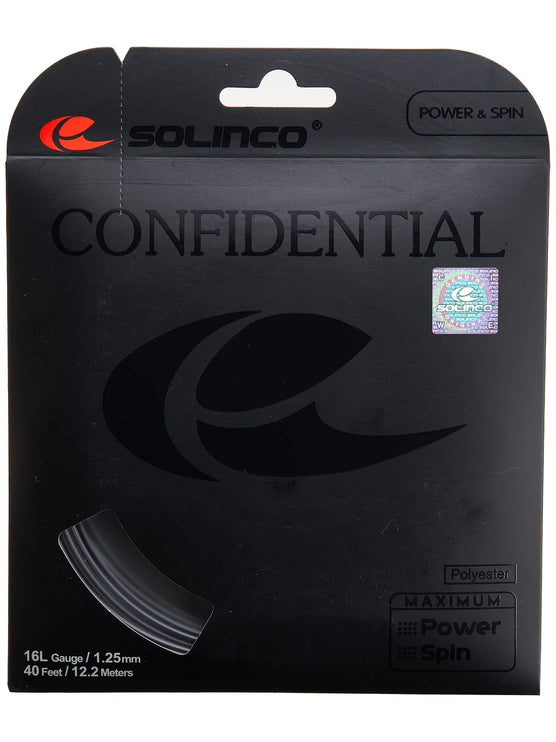 Solinco Confidential Black Tennis String - 16L Gauge (12m, 1.25mm)