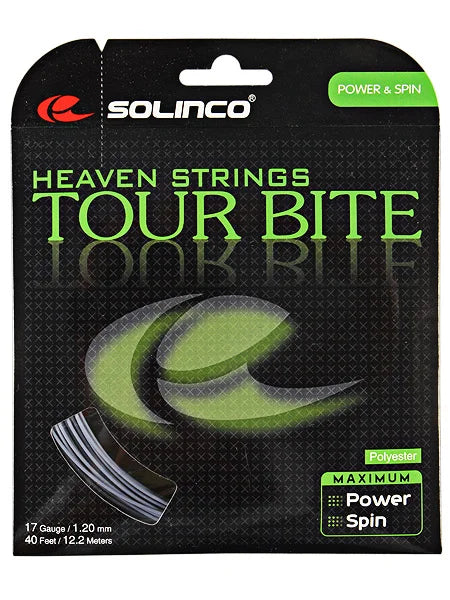 Solinco Tour Bite Black String Tennis String - 17 Gauge (12m, 1.20mm)
