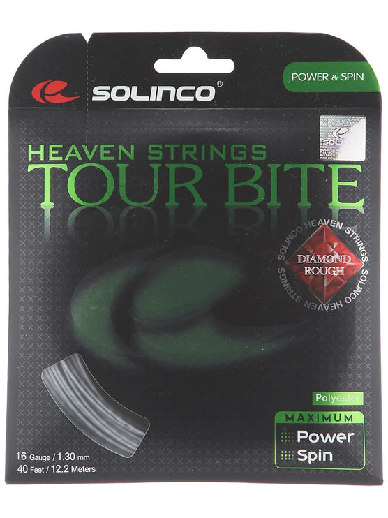 Solinco Tour Bite Diamond Rough Black Tennis String - 16 Gauge (12m, 1.30mm)