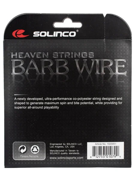 Solinco Barb Wire Black Tennis String - 16 Gauge (12m, 1.30mm)
